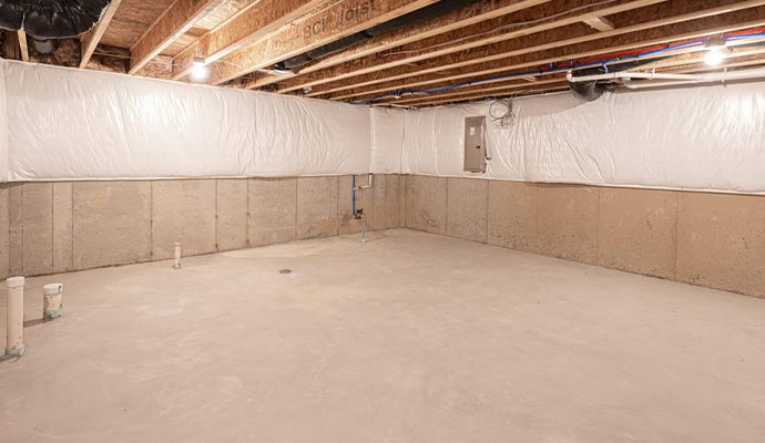 Waterproofed basement